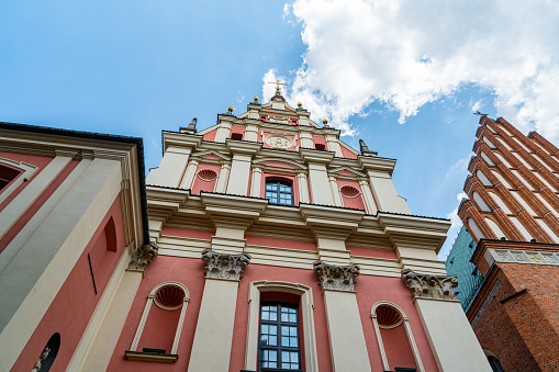 Exterior shot of the Jesuit church in Warsaw, Poland