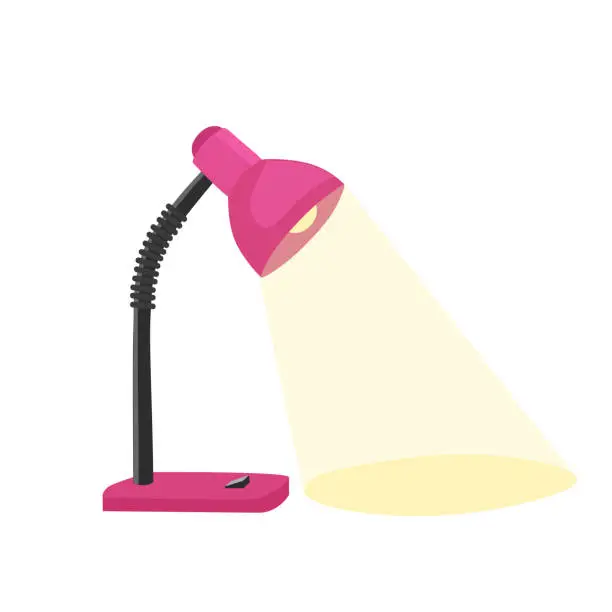 Vector illustration of Table lamp vector illustration with rays shine.