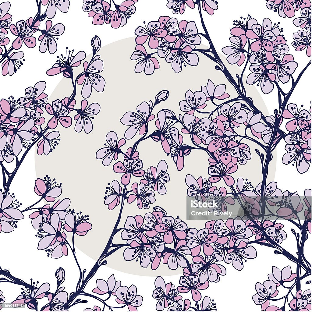 Patrón sin costuras de blossoming cerezo japonés - arte vectorial de Abstracto libre de derechos