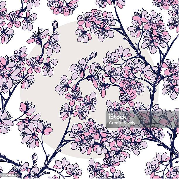 Seamless Pattern Di Bocciolo Di Ciliegio Giapponese - Immagini vettoriali stock e altre immagini di Albero