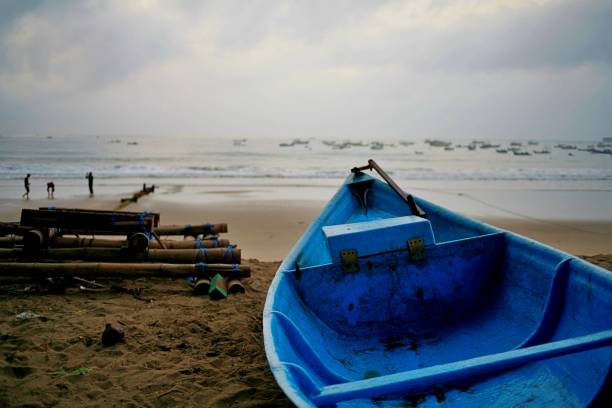 Blue boat in the beach