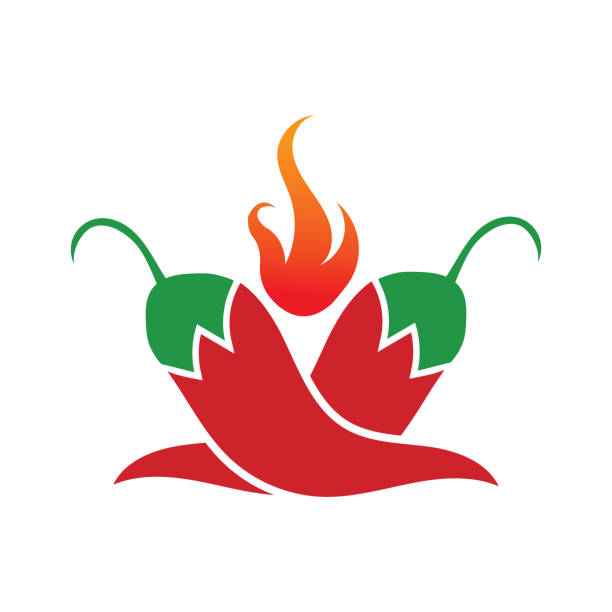 칠리 핫 심볼 및 로고 벡터 아이콘 - mexican flame leaf stock illustrations