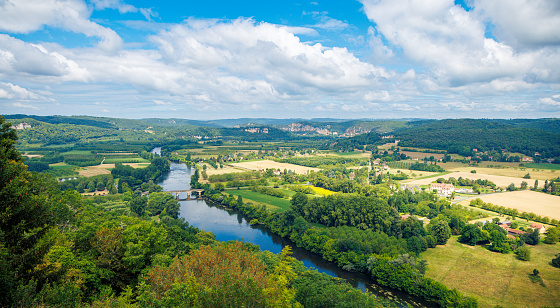 Beautiful panorama of Dordogne river- France,  Nouvelle Aquitaine