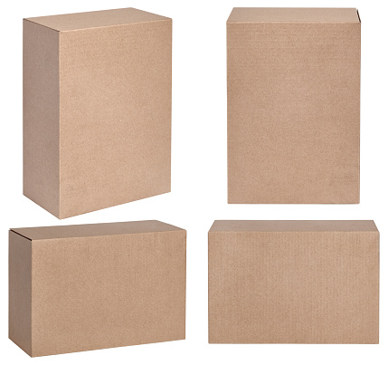 brown cardboard box set mockup with clipping path