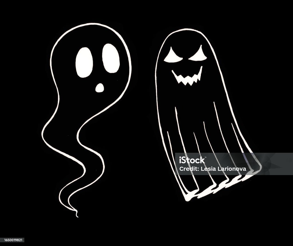 Ghost Triangle Two Different Ghosts With A White Line On A Black Background Stock ...