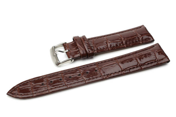 istock Brown leather watch strap on white background 1650029959