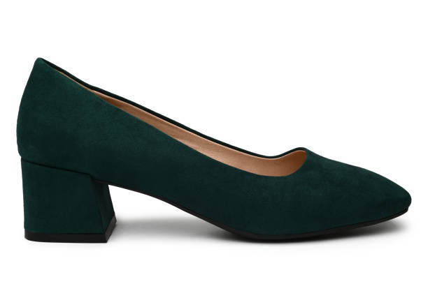 Green women shoe on white background
