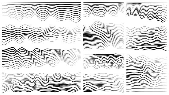 Set of abstract wavy lines for design, Vector design elements.