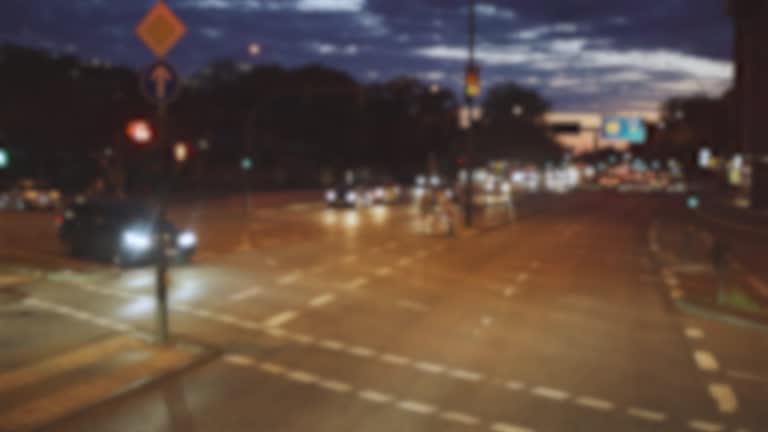 Traffic on the streets in the center of Hamburg in the evening.