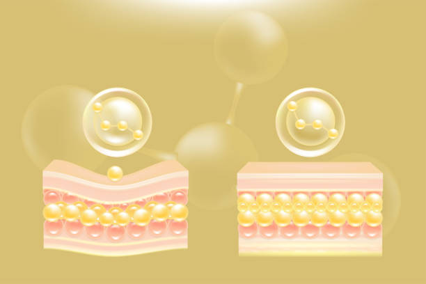 istock Hyaluronic acid before and after hair and skin solutions ad, gold removing serum drop over skin cells with cosmetic advertising background ready to use, illustration vector. 1650104136