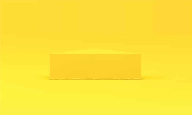 istock Realistic 3d podium triangle yellow geometric platform for product commercial presentation vector 1650107520