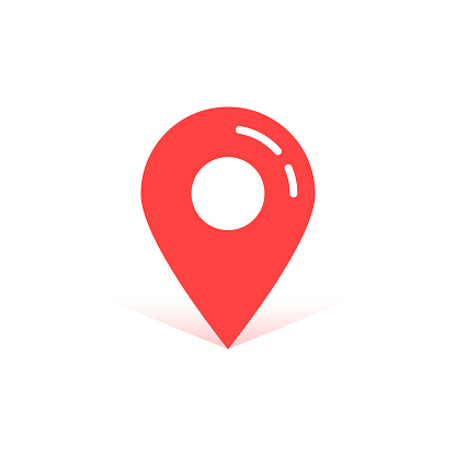 Map Pin Button Red Simple Map Pin With Shadow Concept Of Pinpoint Button Finder Label ...