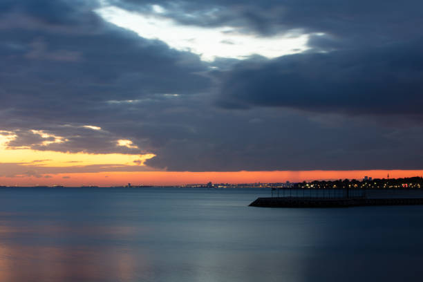 Dramatic sunset over by the sea.Location : Istanbul - Turkey.
