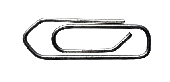 A steel paperclip isolated on the white background