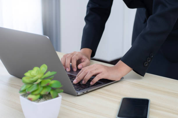 istock Business woman work on laptop computer. 1650148648