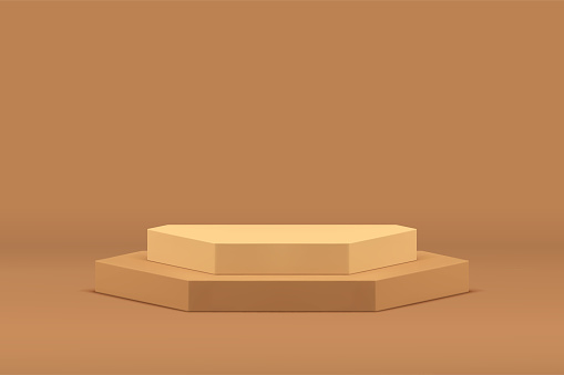 베이지색 3d 육각형 연단 단계 받침대 모형 화장품 쇼 프리젠테이션 벡터 0명에 대한 스톡 벡터 아트 및 기타 이미지 - 0명 ...