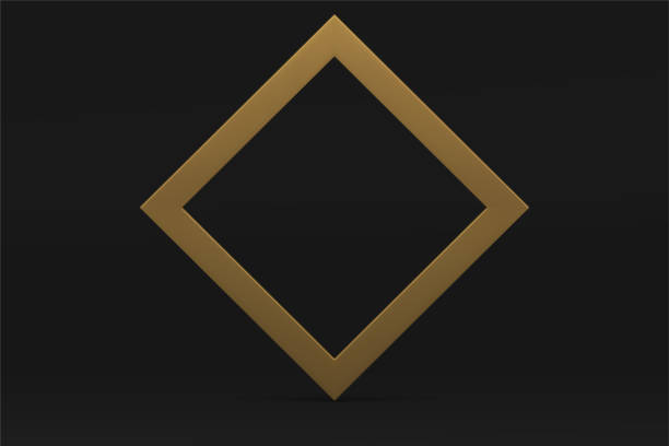 istock Golden 3d rhombus frame premium showroom black studio background for product promo vector 1650167942