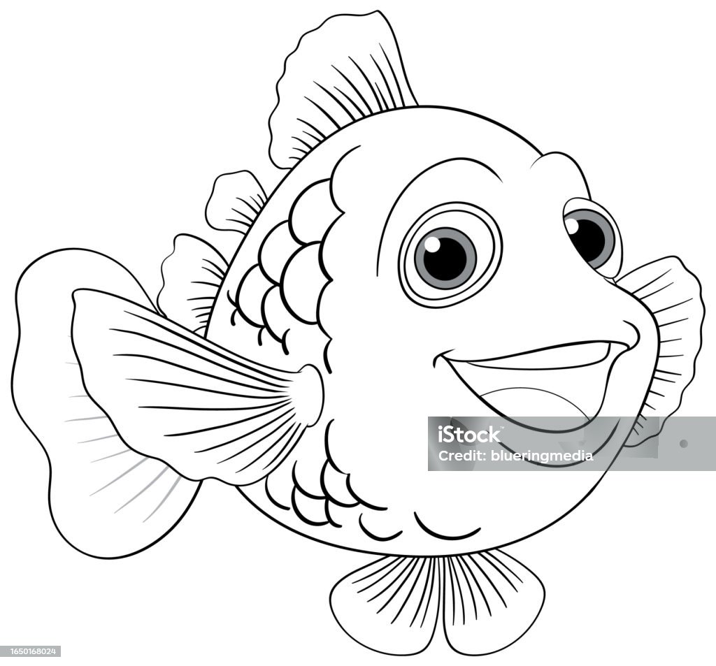 Monster Fish Outline Cartoon Outline Of A Fish Stock Illustration - Download Image Now ...