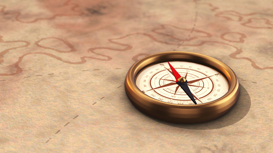 Nautical equipment on the wooden background, high above