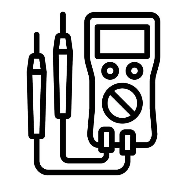 Vector illustration of Multimeter line icon, electronics concept, VOM vector sign on white background, outline style icon mobile concept web design. Vector graphics.