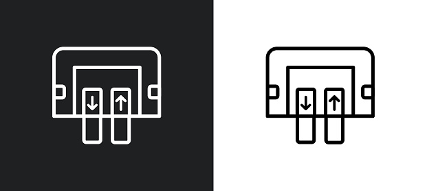 passenger passway outline icon in white and black colors. passenger passway flat vector icon from airport terminal collection for web, mobile apps and ui.