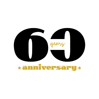 60 Years Anniversary Vector Template Design Illustration for Greeting Card, Poster, Brochure, Web Banner etc.