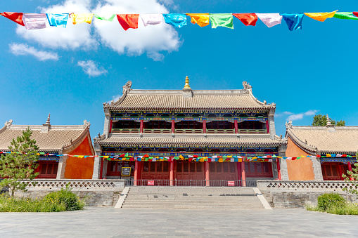 Inner Mongolia, China August 21, 2019,Gate of Beizi Temple in Xilinhot City