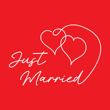 Just Married Hand Lettering Vector Illustration.
