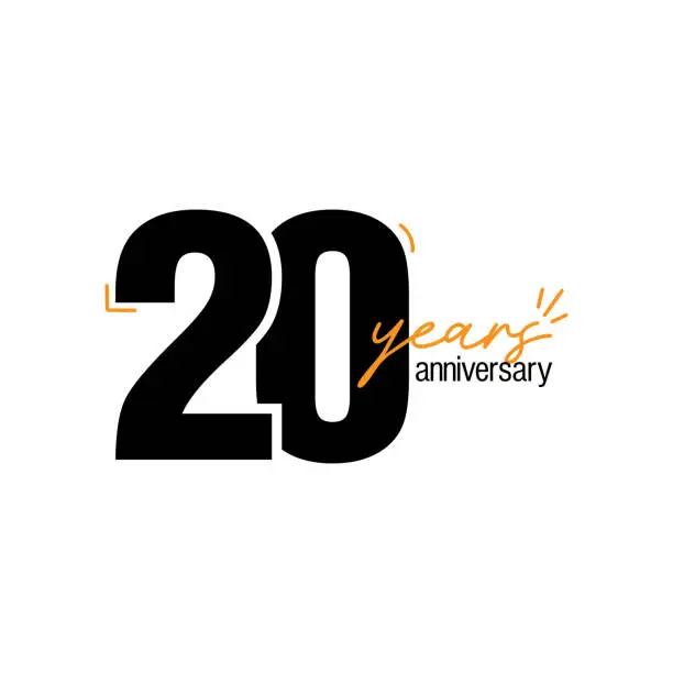 Vector illustration of 20 Years Anniversary Vector Template Design Illustration for Greeting Card, Poster, Brochure, Web Banner etc.