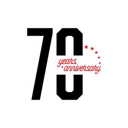 70 Years Anniversary Vector Template Design Illustration for Greeting Card, Poster, Brochure, Web Banner etc.