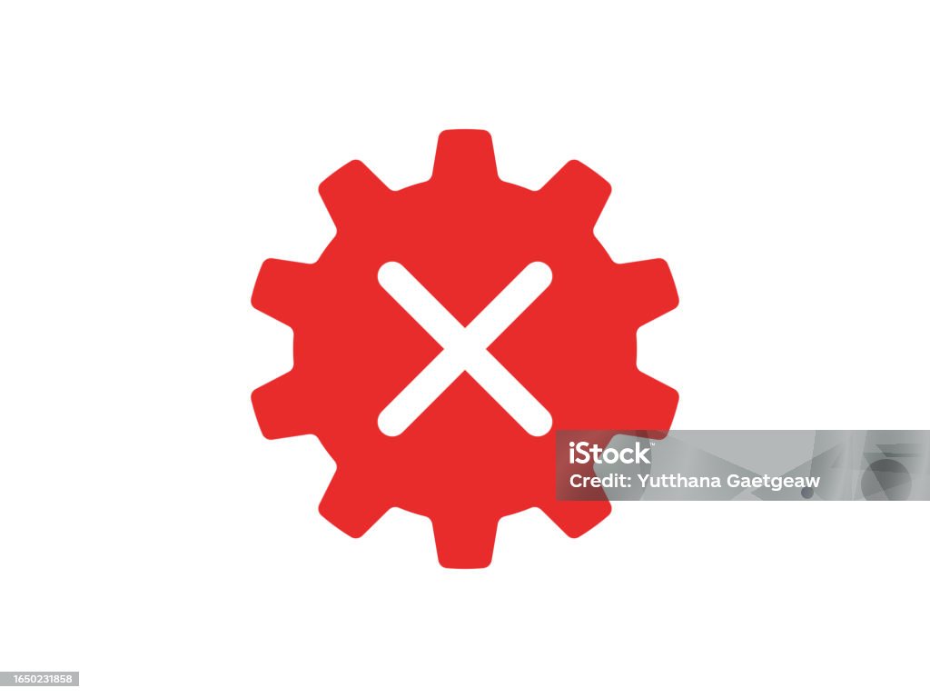 Engineering Problem Sign System Problem Alert Broken Gear With Wrong Sign Stock Illustration ...