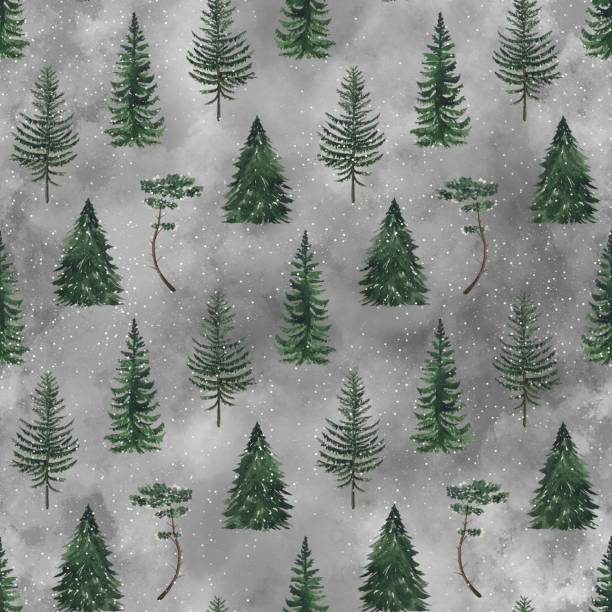istock Watercolor seamless pattern with green trees, pine, fir. Green trees seamless background. 1650232990