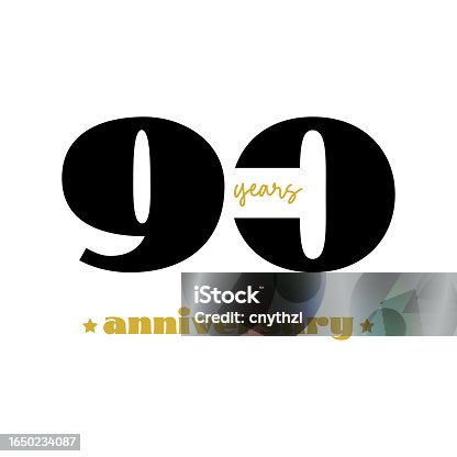 istock 90 Years Anniversary Vector Template Design Illustration for Greeting Card, Poster, Brochure, Web Banner etc. 1650234087