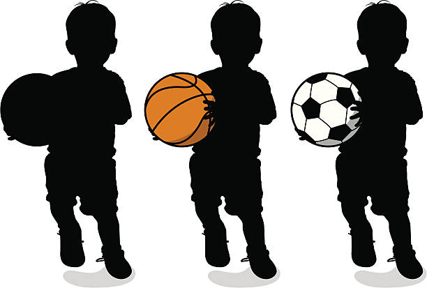 Child with Sports Balls (vector & jpg) vector art illustration