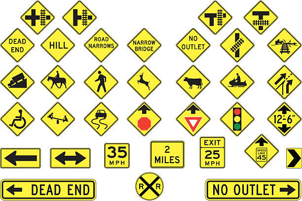 ilustraciones, imágenes clip art, dibujos animados e iconos de stock de de advertencia señalizaciones en formato vectorial - road street sign slippery