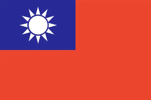 Vector illustration of Taiwan flag. Official colors and proportions. Flag of the Republic of China Taiwan.