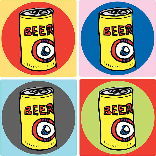 четыре пиво подставок для чашек - beer can number 6 packing stock illustrations