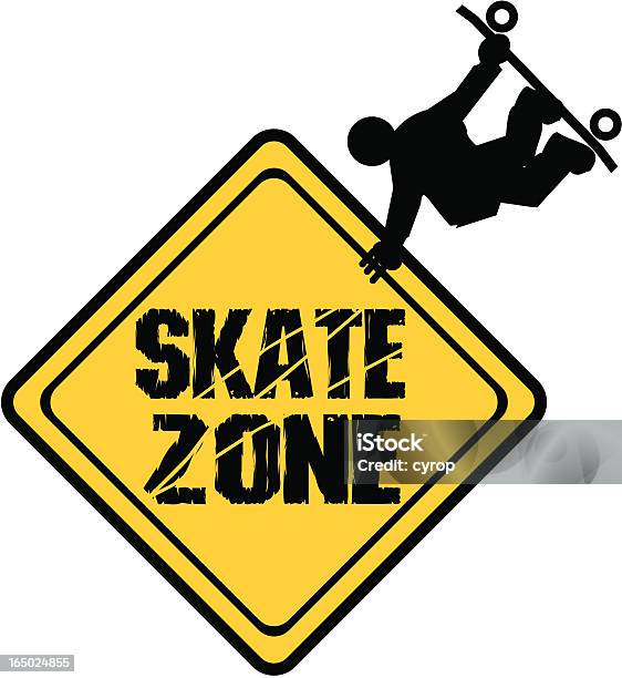 Skate Zonesegnale Inglese - Immagini vettoriali stock e altre immagini di Andare sullo skate-board - Andare sullo skate-board, Skateboard, Via