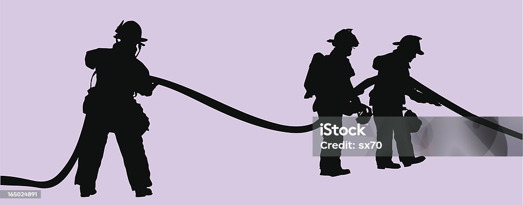 Fire Fighters at Work ( Vector ) Silhouette. Firefighter stock vector