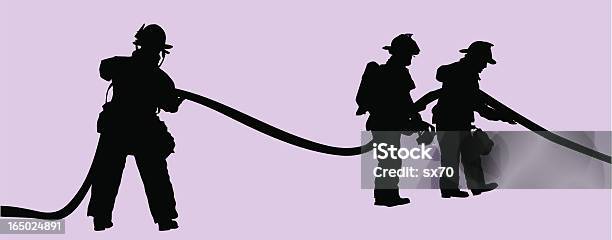 Fire Fighters At Work Stock Illustration - Download Image Now - Firefighter, In Silhouette, Fire Station