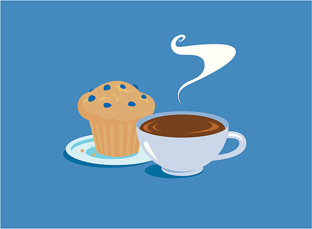 frühstück am morgen - muffin blueberry muffin blueberry food stock-grafiken, -clipart, -cartoons und -symbole