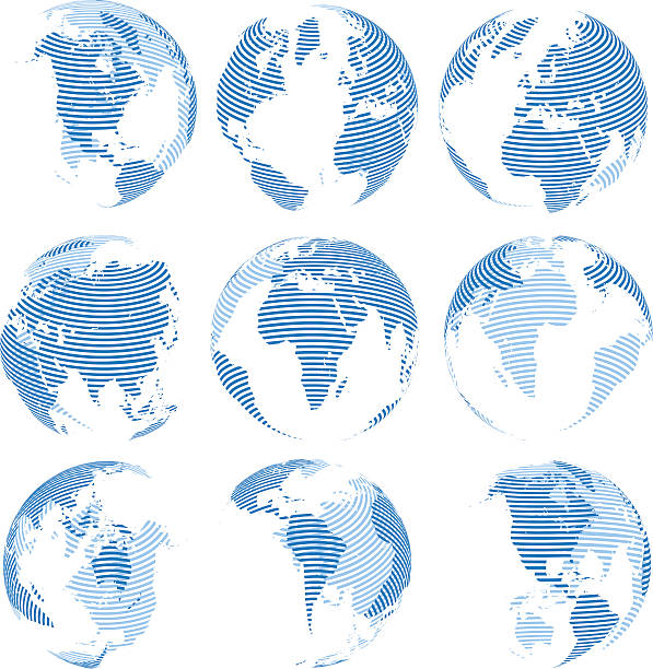 A sample layout of striped globes vector art illustration