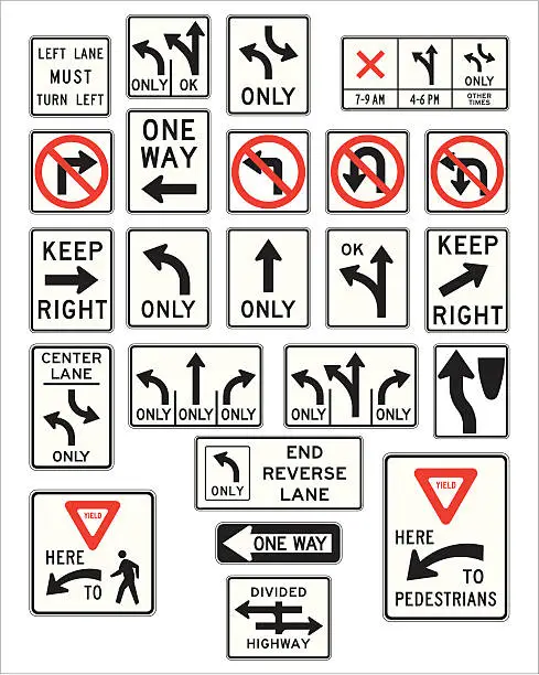 Vector illustration of direction road signs in vector format