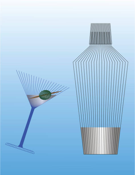 마르티니 및 쉐이커 (eps - martini royale stock illustrations
