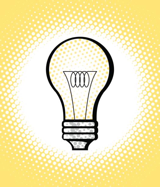 поп-арт серии: лампочку - light bulb pop art spotted improvement stock illustrations