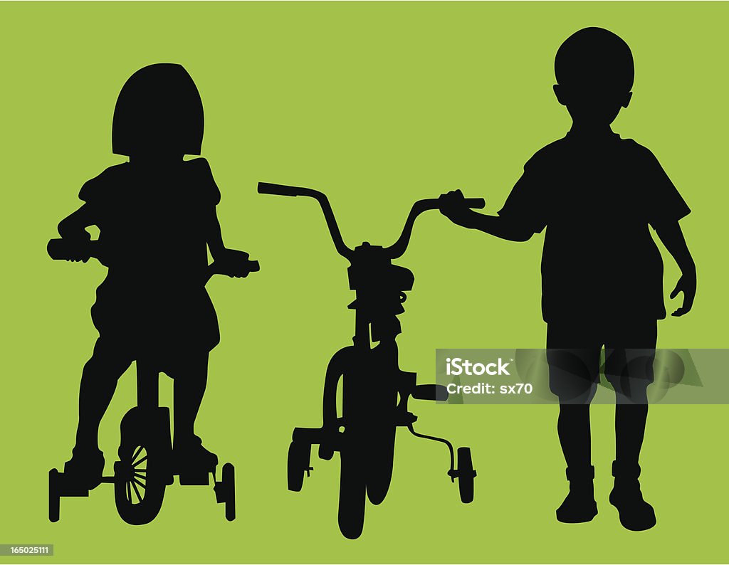 Aprender a andar de bicicleta (Vector - Vetor de Amizade royalty-free