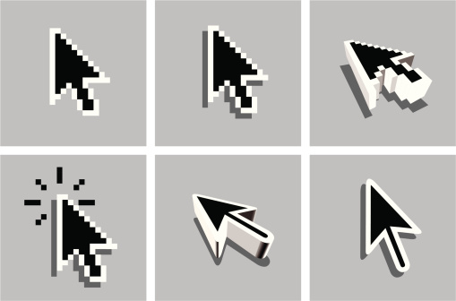 Mouse pointers isolated in different styles. Fully scalable and easy  to use. Background can easily be deleted. I used grey squares to give a better view of the arrows.