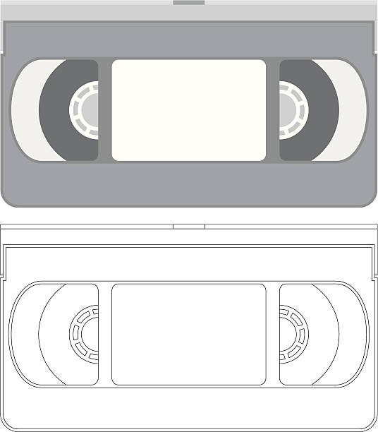 illustrazioni stock, clip art, cartoni animati e icone di tendenza di vettore-vhs video su nastro - vcr video cassette tape video television