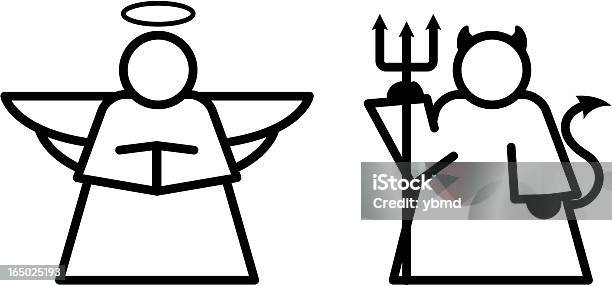 Angel Devil Symbole Vektor Stock Vektor Art und mehr Bilder von Ethik und Moral - Ethik und Moral, Heugabel, Heiligenschein - Symbol