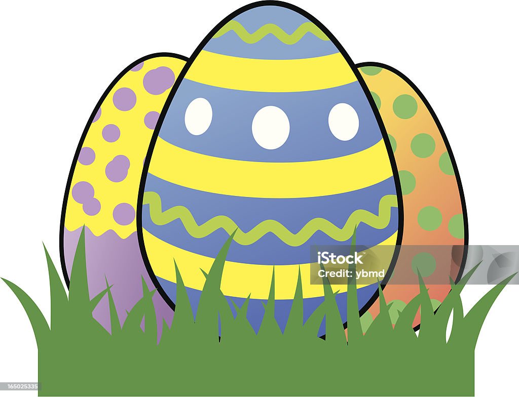 Oeufs de Pâques dans l'herbe - clipart vectoriel de Avril libre de droits